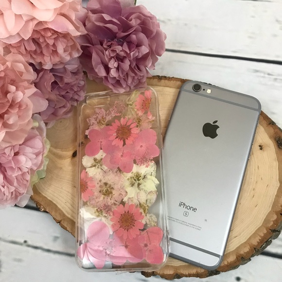 Hand Pressed Pink and White Flower iPhone Case - Picture 6 of 13